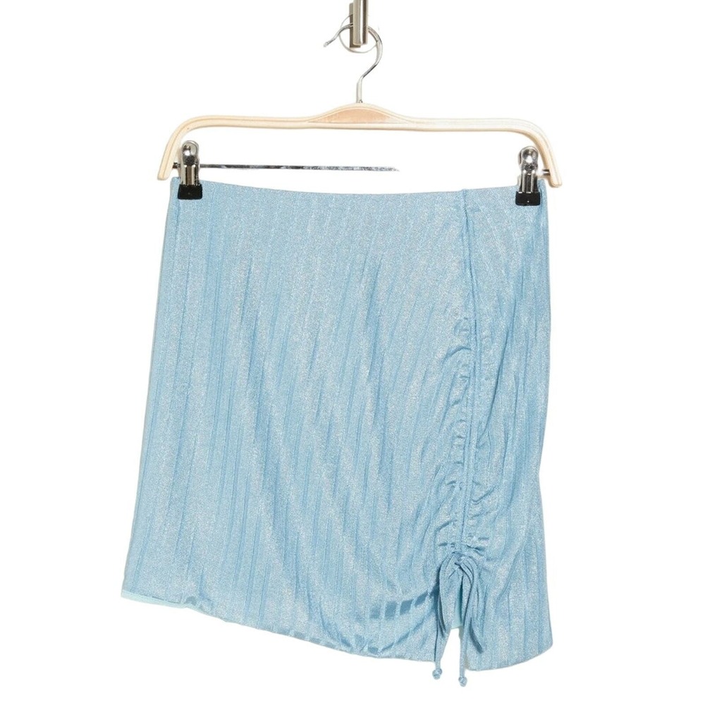 Show Me Your Mumu Dazy Mini Skirt Womens XL Ruched Drawstring Blue Sparkle New‎